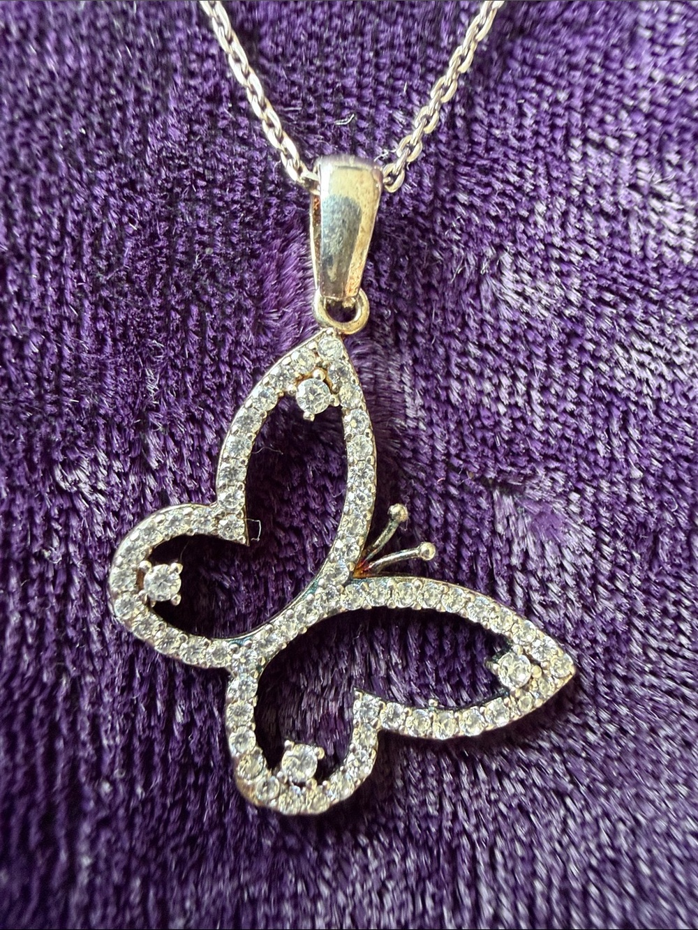 925 sterling silver butterfly pendant necklace paved with sparkly stones